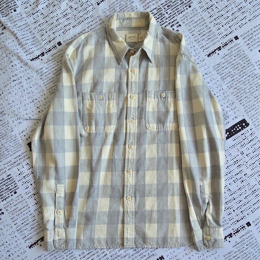 American Eagle AE77 Premium Flannel Shirt – Cream | Size M